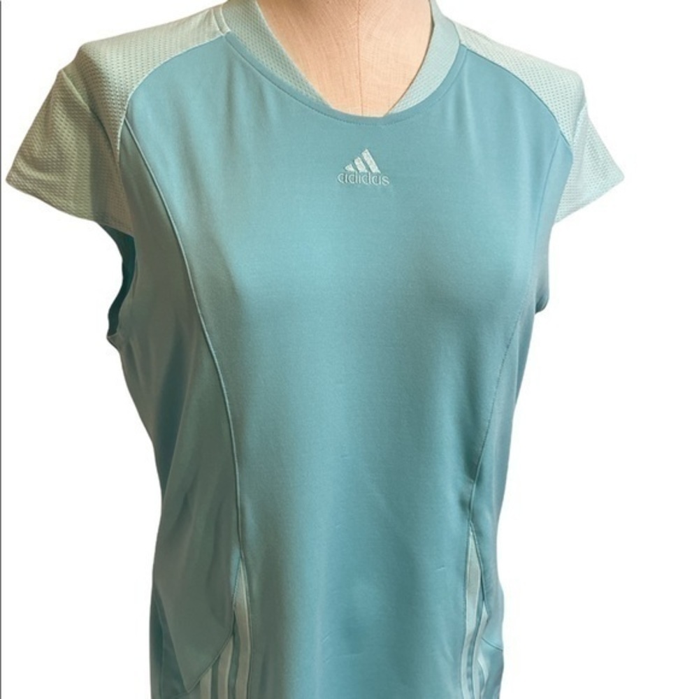 Adidas women’s Court Cap sleeve Tennis liquid blue ice top shirt Sz Large